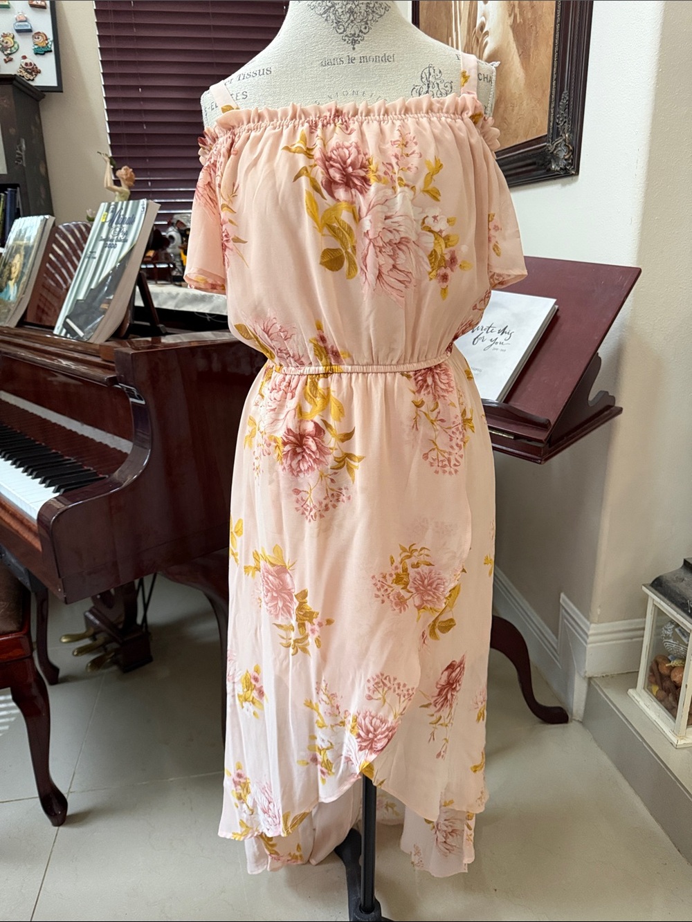 As U Wish Blush Pink Floral One-Shoulder Midi Dress